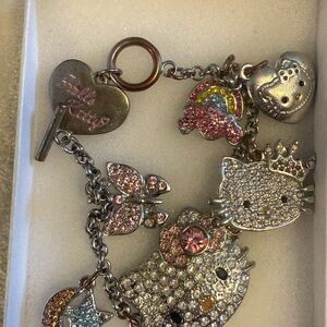 Sanrio Silver and Pink Hello Kitty Charm Bracelet